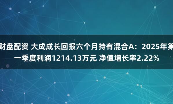 财盘配资 大成成长回报六个月持有混合A：2025年第一季度利润1214.13万元 净值增长率2.22%