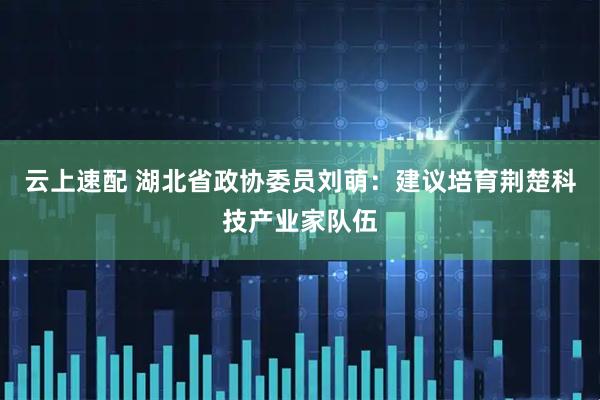 云上速配 湖北省政协委员刘萌：建议培育荆楚科技产业家队伍